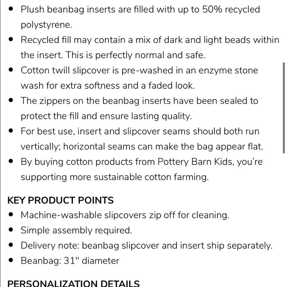 “Marinna” Pottery Barn Kids bean bag slipcover - Picture 3 of 4